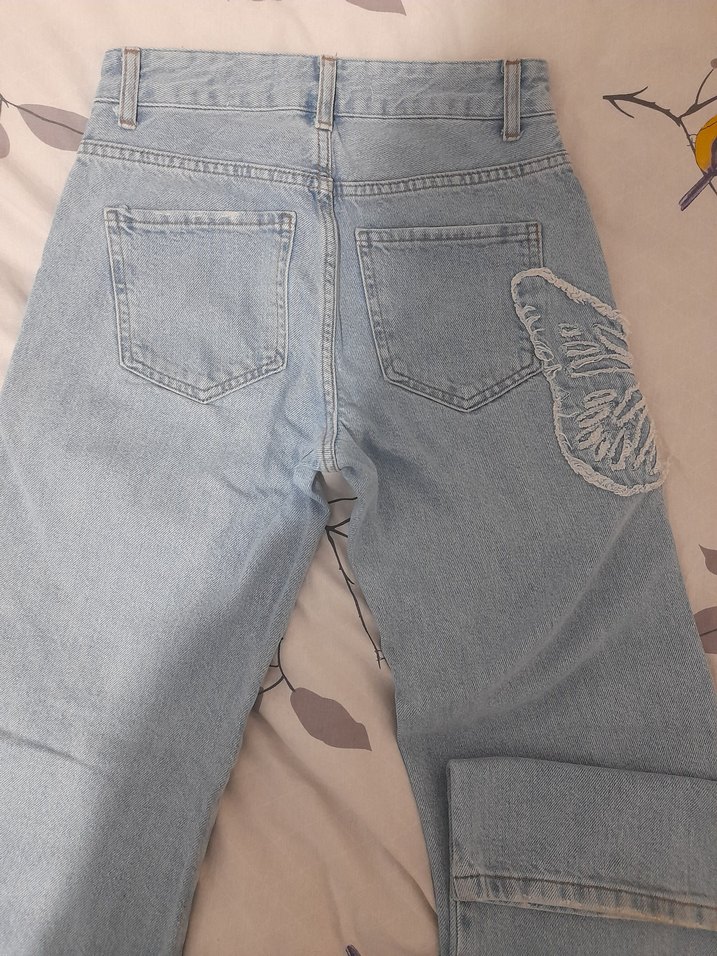 Koto Kelebek Nakışlı Kadın Kot Pantolon - Görsel 4