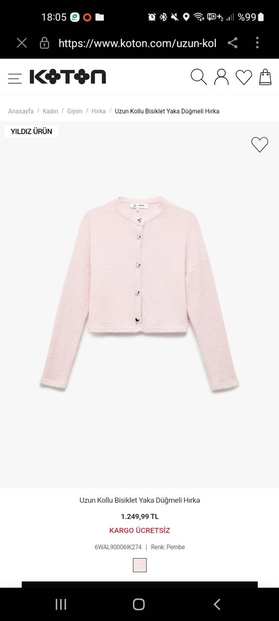 Yeni Sezon Pembe Düğmeli Hırka - Görsel 2