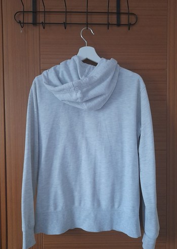 m Beden Gri Fermuarlı Uzun Kollu Kadın Sweatshirt