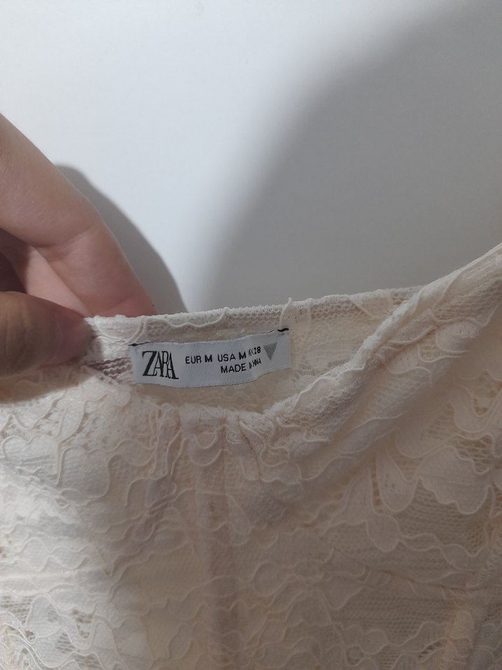 Zara Bej Dantelli İnce Askılı Mini Büstiyer - Görsel 2