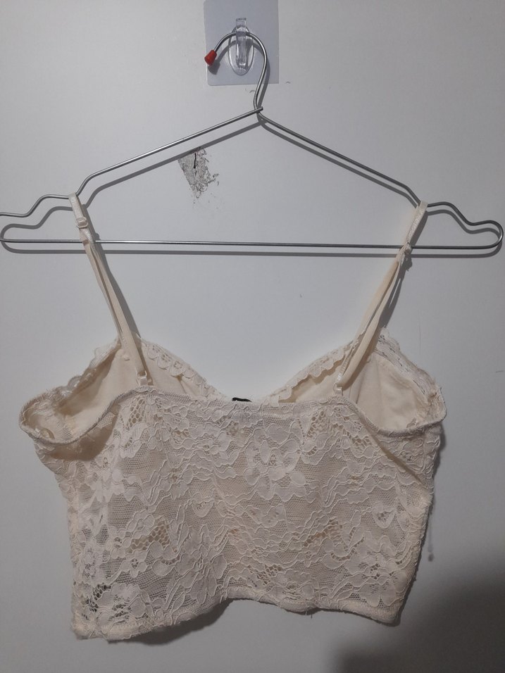 Zara Bej Dantelli İnce Askılı Mini Büstiyer - Görsel 3