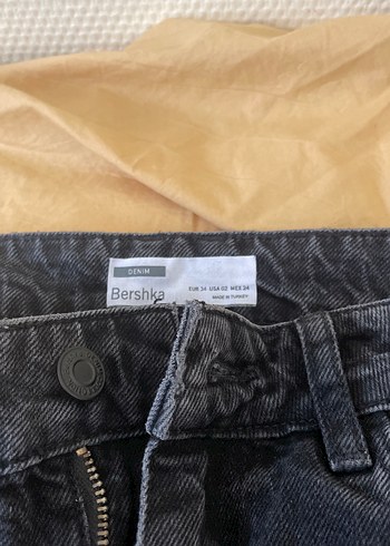 34 Beden Kadın Siyah Bol Kesim Midi Kot Pantolon