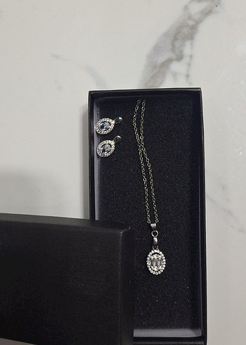 gümüş kolye küpe seti - Görsel 3