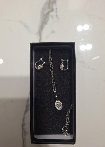 gümüş kolye küpe seti - Görsel 5