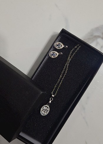 gümüş kolye küpe seti - Görsel 2