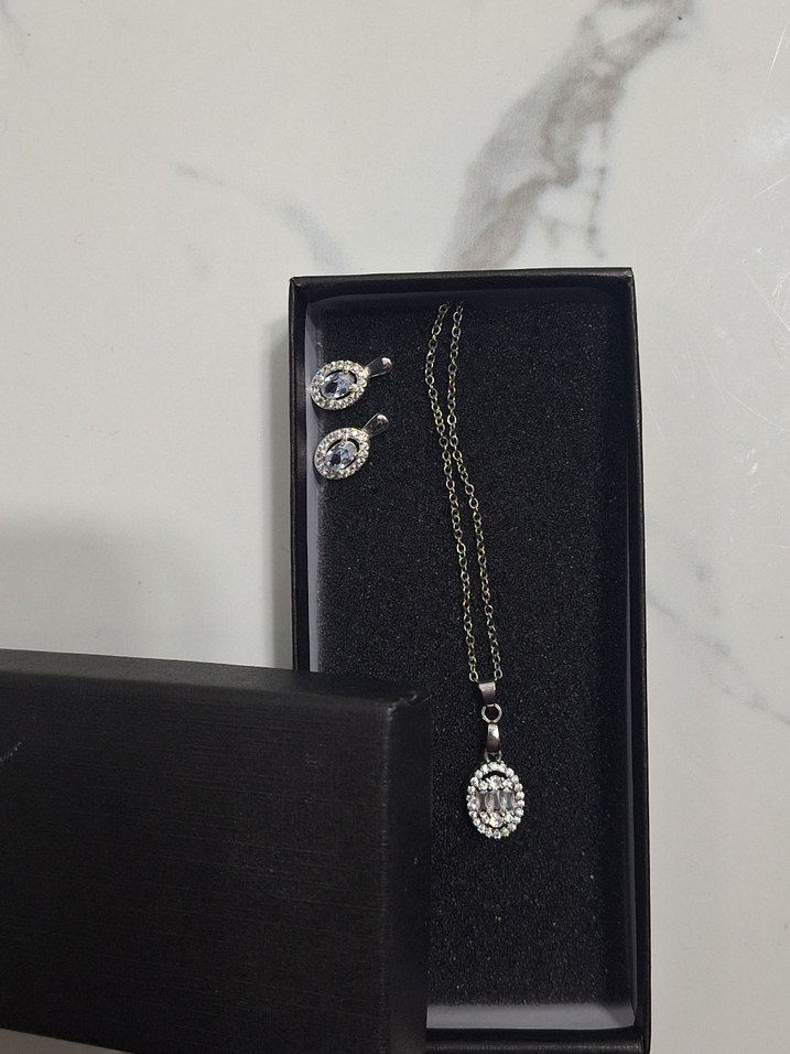 gümüş kolye küpe seti - Görsel 3