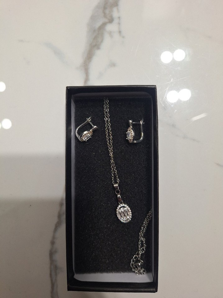 gümüş kolye küpe seti - Görsel 5