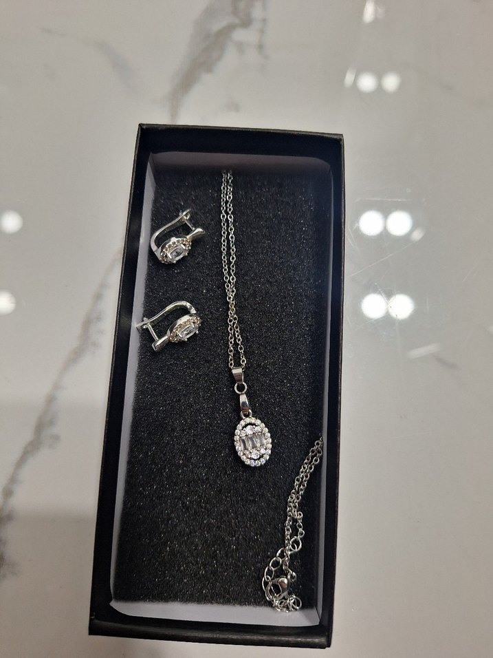 gümüş kolye küpe seti - Görsel 4