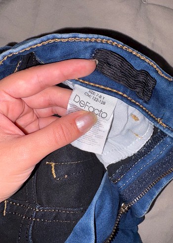 7 Yaş Beden Düğmeli Mavi erkek çocuk Jean Pantolon