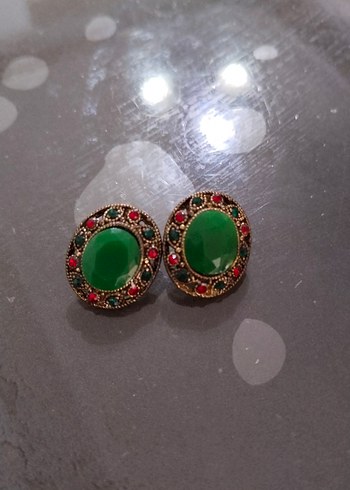 Renkli Vintage Düğmeli Kadın Küpeler