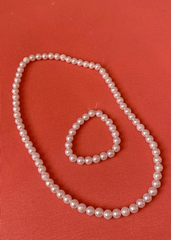 Uzun Beyaz Boncuklu Kadın Kolye ve Bileklik