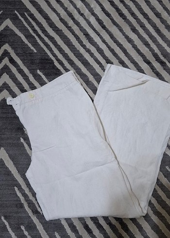 kendinden desenli beyaz kadın pantolon - Görsel 2