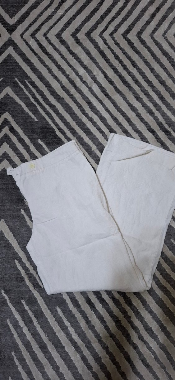 kendinden desenli beyaz kadın pantolon - Görsel 2