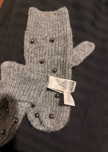 İnci Detaylı Gri Örgü Eldiven - Görsel 4