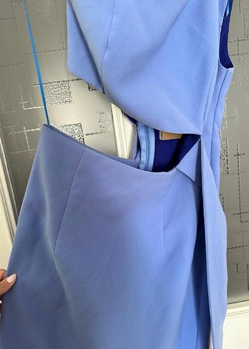 Mavi Drapeli Uzun Abiye Elbise - Görsel 4