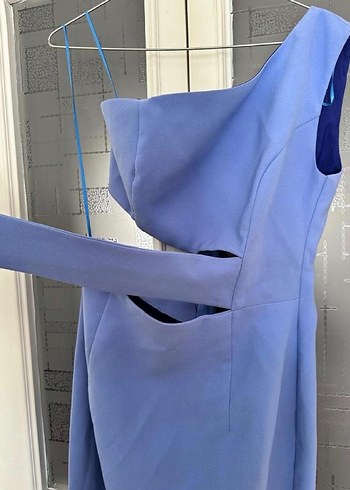 Mavi Drapeli Uzun Abiye Elbise - Görsel 2