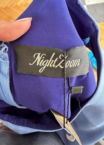 Mavi Drapeli Uzun Abiye Elbise - Görsel 8