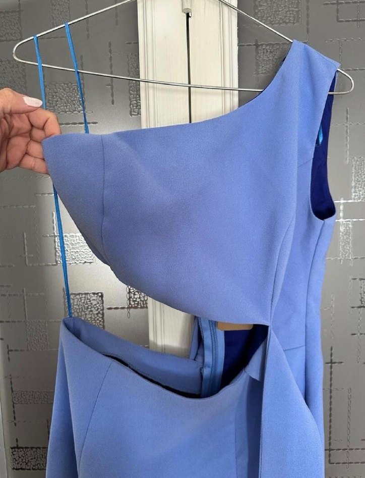 Mavi Drapeli Uzun Abiye Elbise - Görsel 5