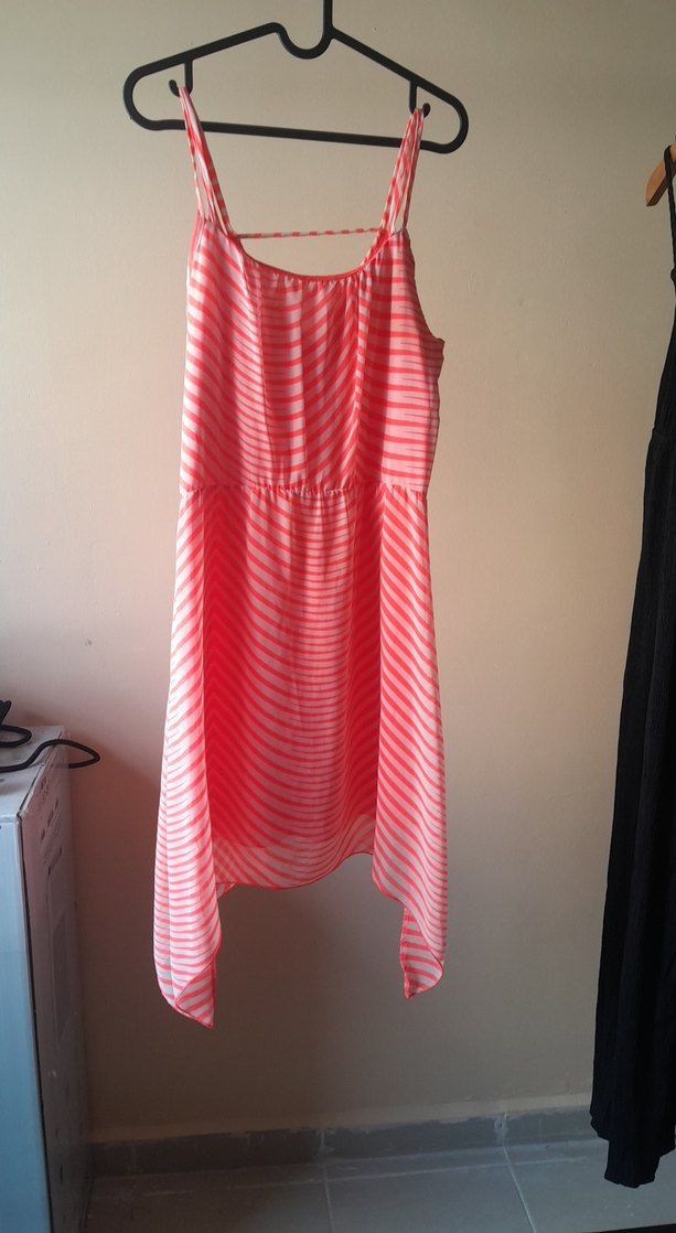 Pembe Çizgili Uzun Elbises - Görsel 2