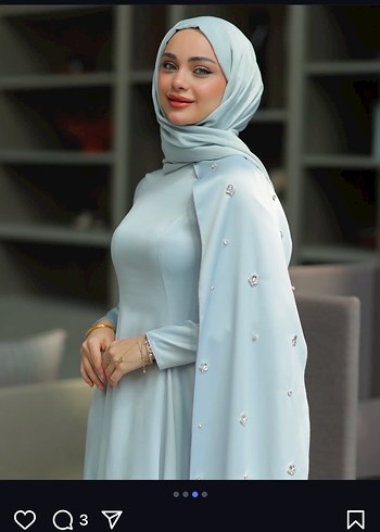 Abiye Buz mavisi 36 Beden Tesettür Abiye