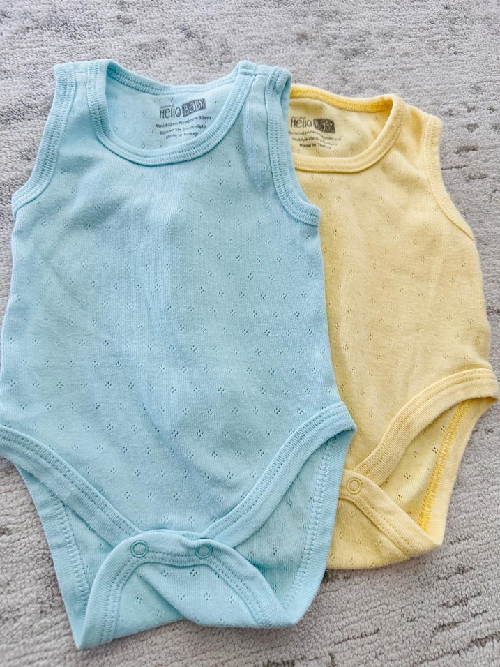 Sarı Pamuklu Kolsuz Bebek Çıtçıtlı Body - Görsel 2