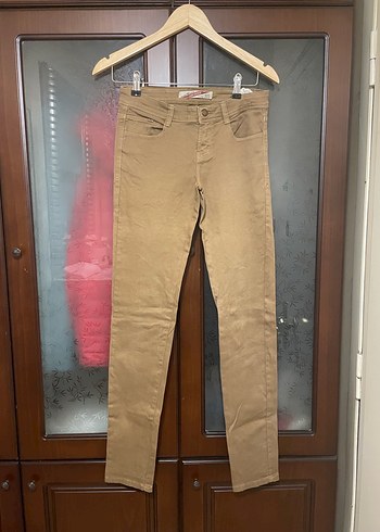 Bej Kadın kot Pantolon Midi Boy