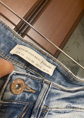 diğer Beden mavi Renk Kadın Mavi Batik Desenli Normal Boy Denim Pantolon