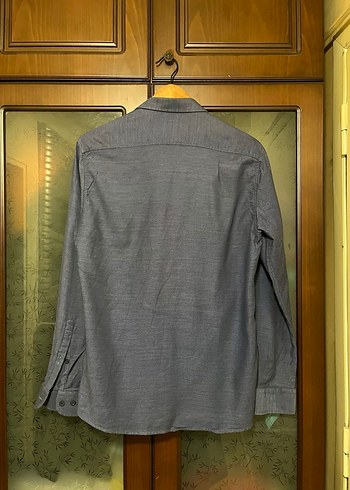 Gri Uzun Kollu Denim Erkek Gömlek - Görsel 2