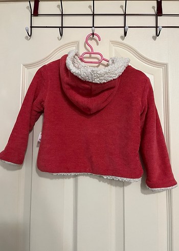 Kız Çocuk Düğmeli Kırmızı Mont - Görsel 2