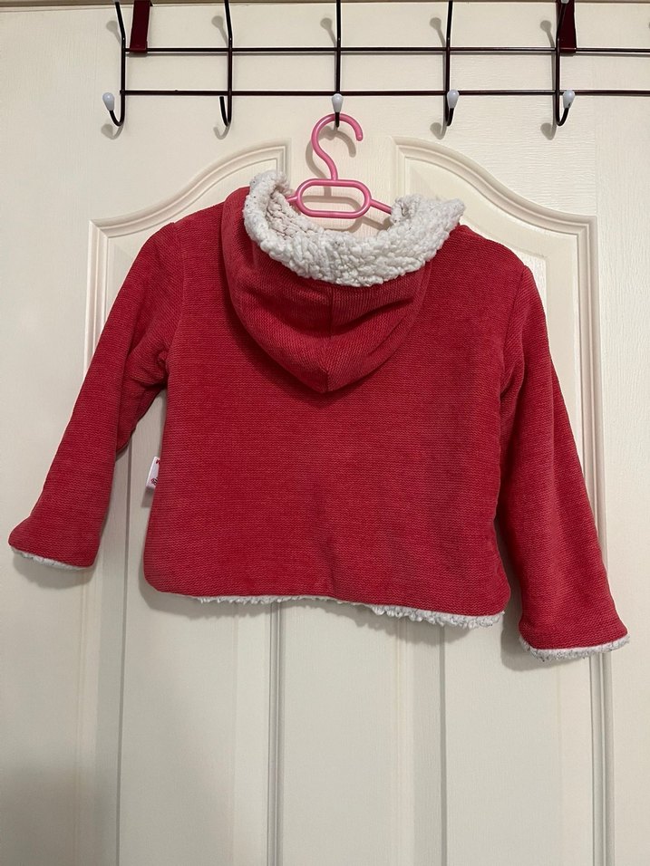 Kız Çocuk Düğmeli Kırmızı Mont - Görsel 2