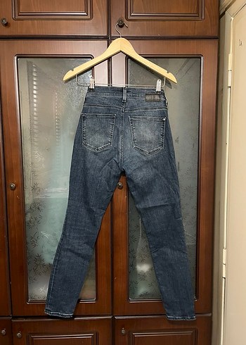 Kadın Gri Mavi Batik Desenli Denim Pantolon - Görsel 2