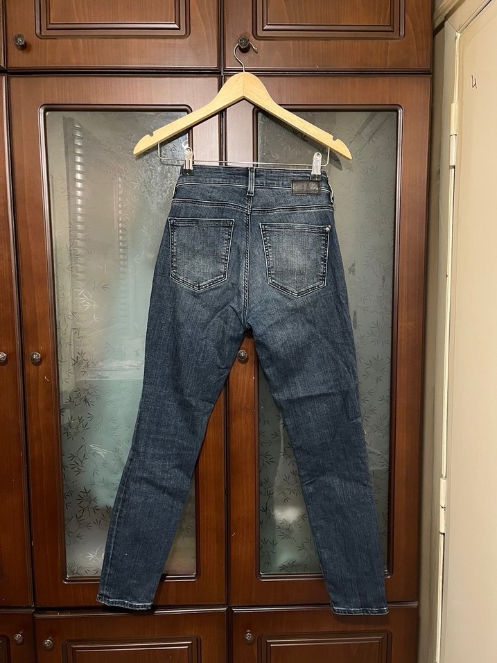 Kadın Gri Mavi Batik Desenli Denim Pantolon - Görsel 2