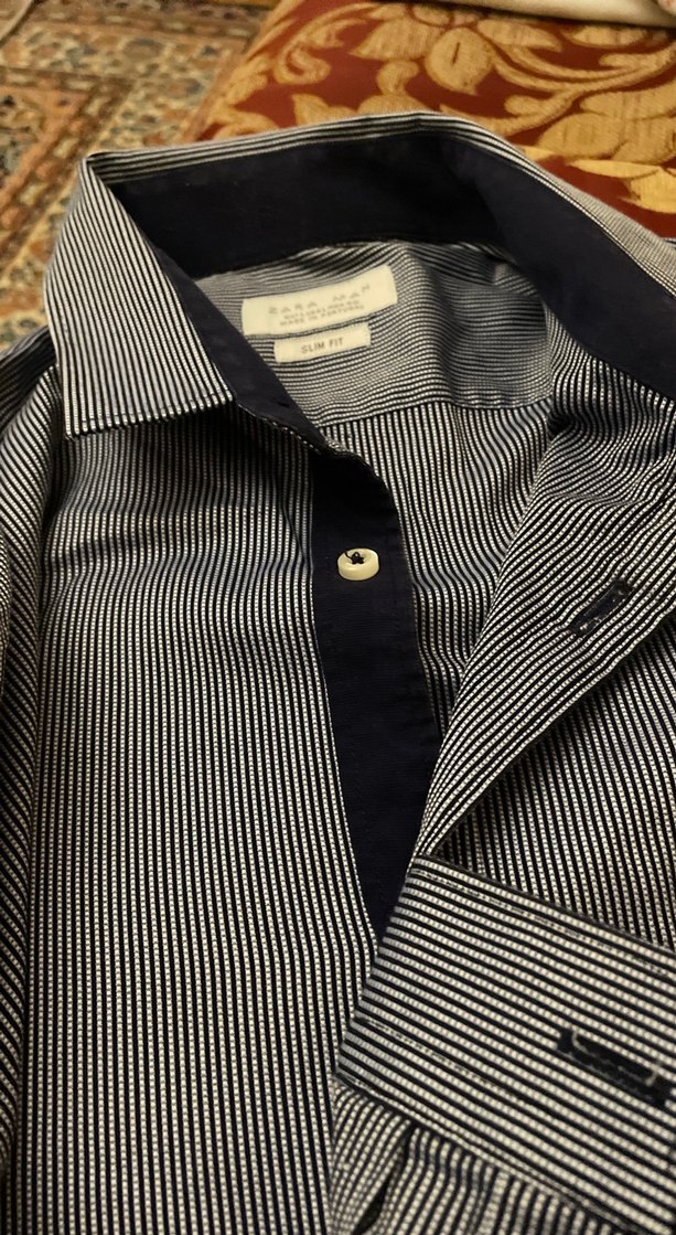 Zara Man Erkek Çizgili Kısa Kollu Gömlek - Görsel 4