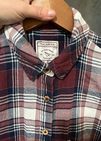 Bordo Ekoseli Pamuklu Kadın Gömlek - Görsel 3