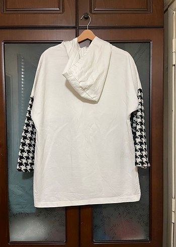 Ekose Desenli Kadın Kapüşonlu  Kot Trençkot - Görsel 2