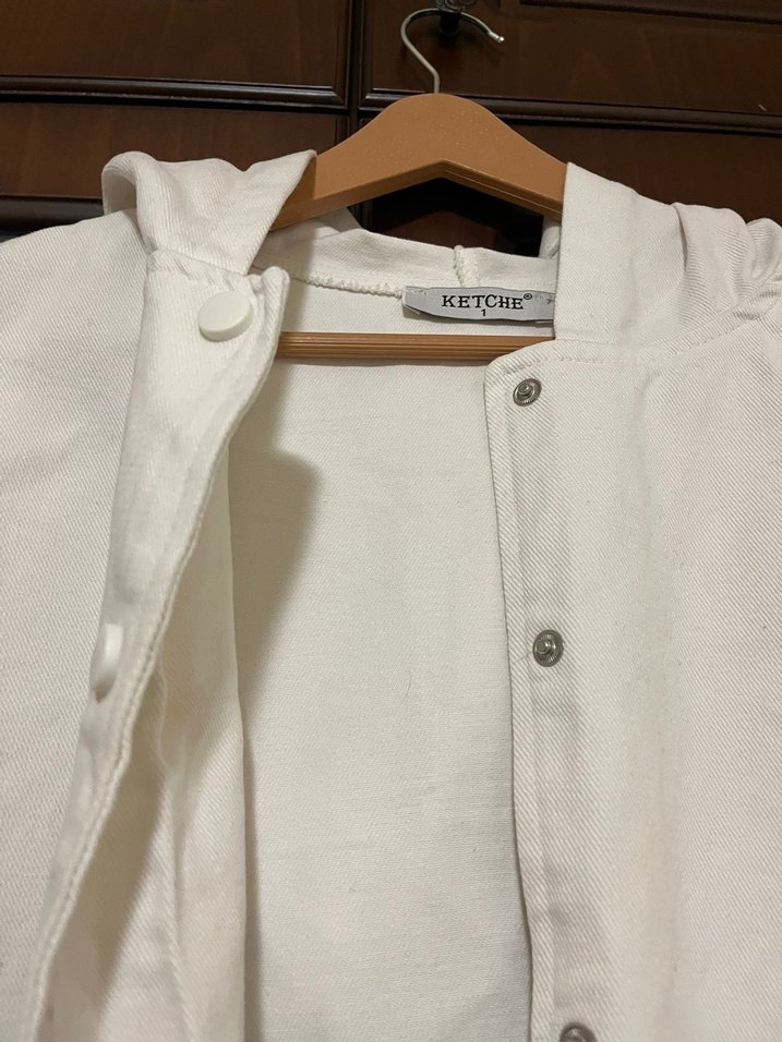 Ekose Desenli Kadın Kapüşonlu  Kot Trençkot - Görsel 4