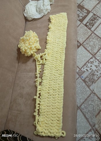 Sarı Örgü Bebek Battaniyesi alize ipiyle - Görsel 6