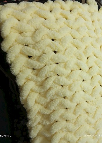 Sarı Örgü Bebek Battaniyesi alize ipiyle - Görsel 2