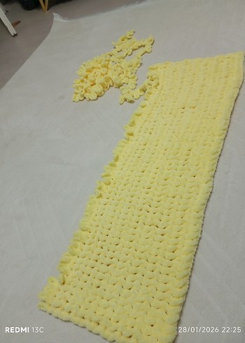 Sarı Örgü Bebek Battaniyesi alize ipiyle - Görsel 7