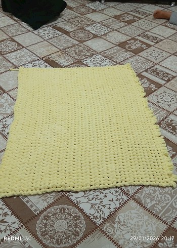 Sarı Örgü Bebek Battaniyesi alize ipiyle - Görsel 5