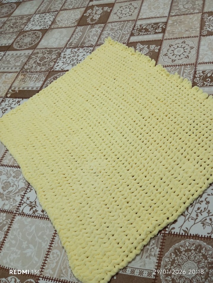 Sarı Örgü Bebek Battaniyesi alize ipiyle - Görsel 4
