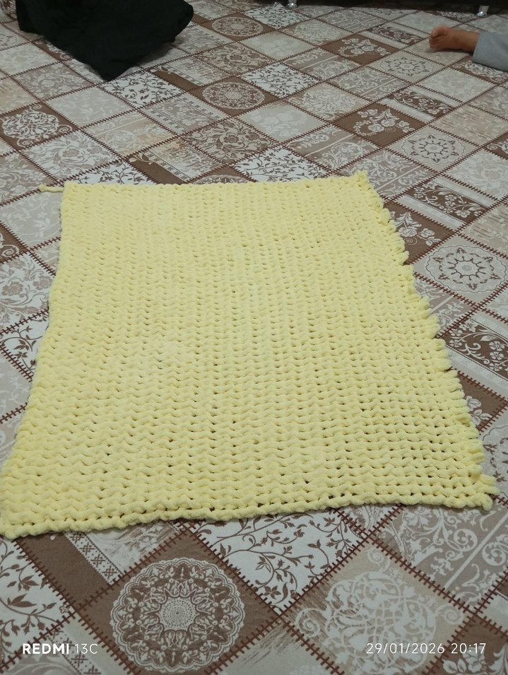 Sarı Örgü Bebek Battaniyesi alize ipiyle - Görsel 5