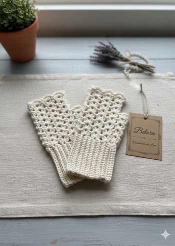 Örgü Bohem Kadın Eldiveni - Görsel 2