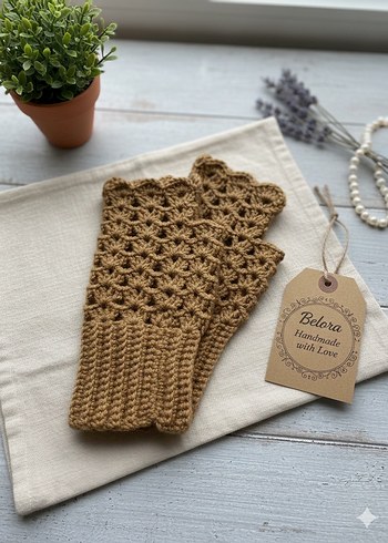 El örgüsü Kadın parmaksız Eldiven - Görsel 2