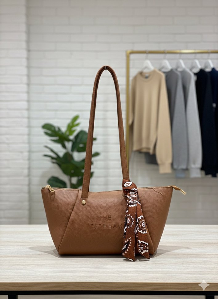 Kahverengi Deri Kadın Omuz Çantası - Görsel 3