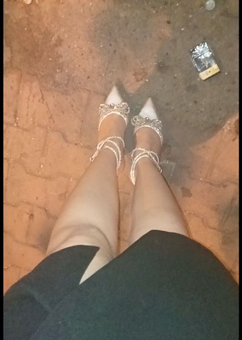 Gümüş Stiletto Topuklu Kadın Abiye Ayakkabı