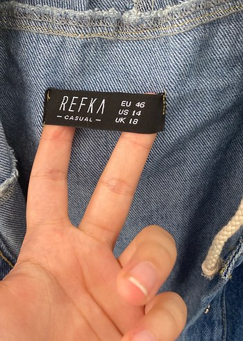 Refka Tesettür Giyim Kadın Uzun Denim trençkot Mavi