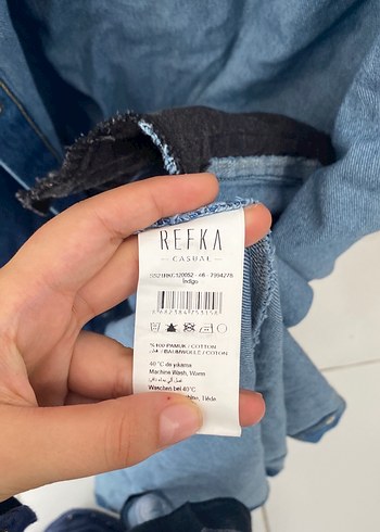 46 Beden Kadın Uzun Denim trençkot Mavi