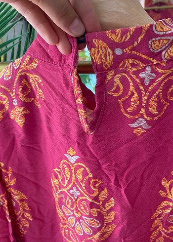 38 Beden pembe Renk Pembe Desenli Uzun Bohem Elbise