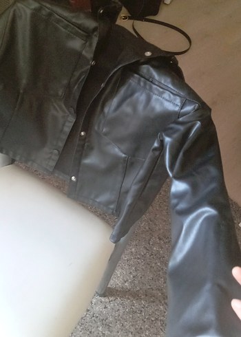 şardonlu siyah deri gomlek - Görsel 4